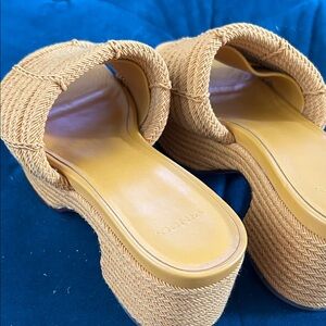 Vince Camuto Tan Woven Platform Slide Sandals
